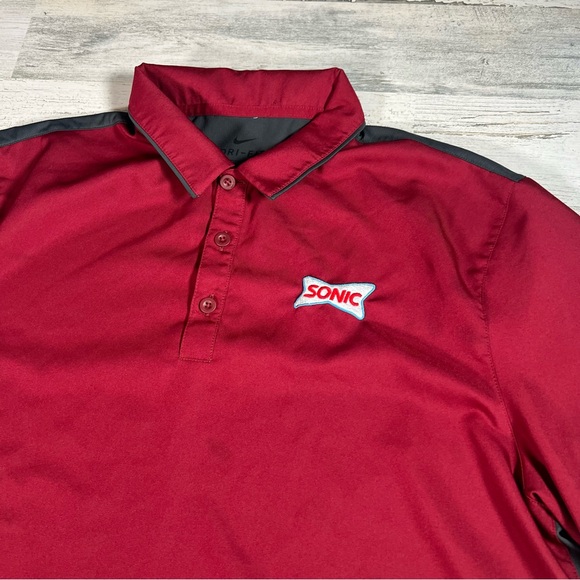 Nike Golf Men’s Sonic Performance Polo Shirt Red Gray Size Large Fast Food - Picture 3 of 6